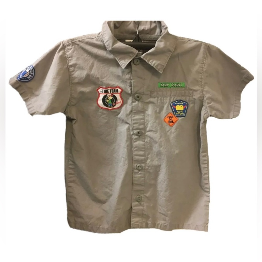 Handy Manny collared shirt in gray Like New tools motorcycle shop boys Disney 5T - Picture 3 of 16